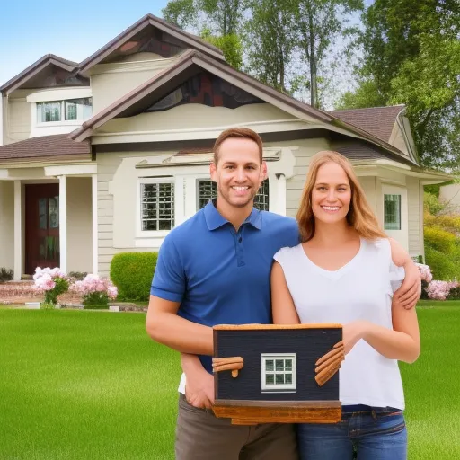 

The image shows a smiling couple standing in front of a newly-built house. They are holding a set of keys, symbolizing their recent purchase of the property. The image conveys the joy and satisfaction of investing in real estate, highlighting