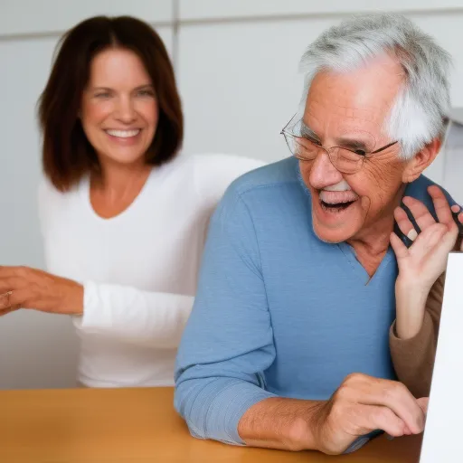 

An image of a smiling elderly couple looking at a graph on a computer screen showing a steady increase in their retirement funds, demonstrating the benefits of investing wisely.