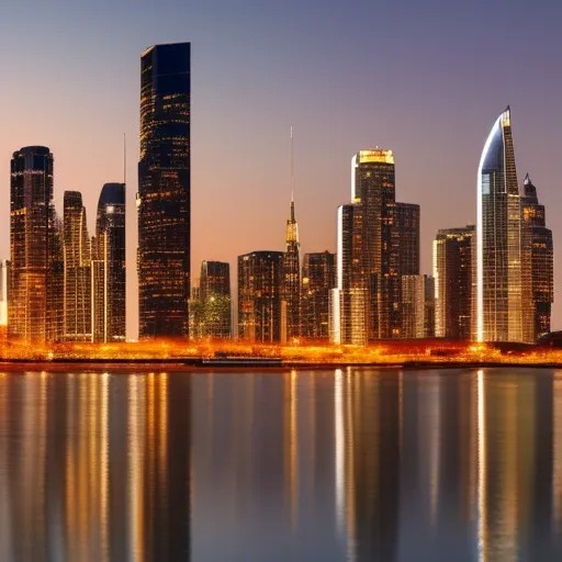 

An image of a modern city skyline with tall buildings illuminated by the setting sun, representing the potential of investing in real estate. The image conveys the idea of a bright future and the potential for success in real estate investments.