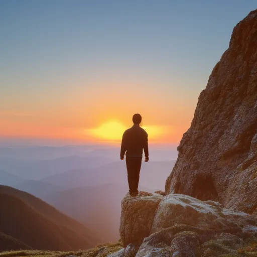 

The image shows a person standing on a mountain peak, looking out over a vast landscape. The person is surrounded by a bright sunrise, symbolizing the potential for a bright future. The image conveys the idea that with careful planning and dedication