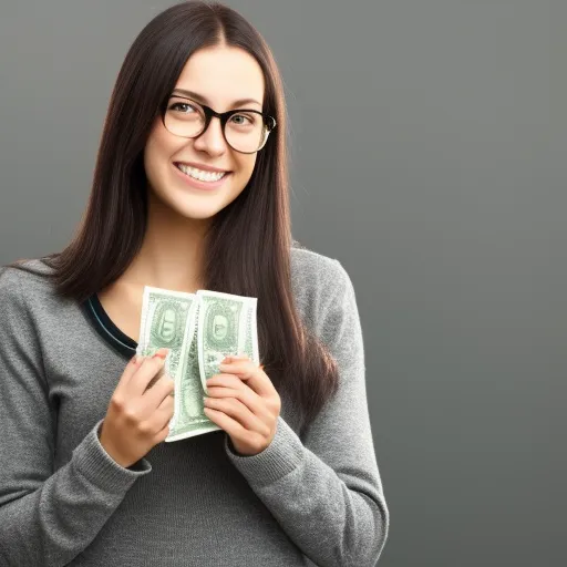 

The image shows a young woman in her twenties looking confidently at the camera while holding a stack of money in her hands. She is smiling and looks proud of her accomplishment. The image conveys the message that investing early and often can lead to