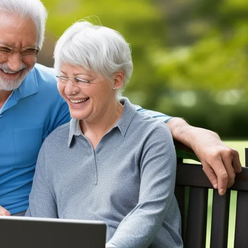 

An image of a smiling elderly couple sitting on a park bench, looking at a laptop with a graph of their retirement savings on the screen. The couple is happily discussing their retirement plan, illustrating the importance of understanding the different types of retirement accounts